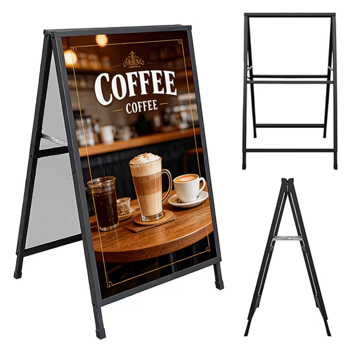 Double-Sided A-Frame Sidewalk Sign – 24” x 36” Portable Advertising Display