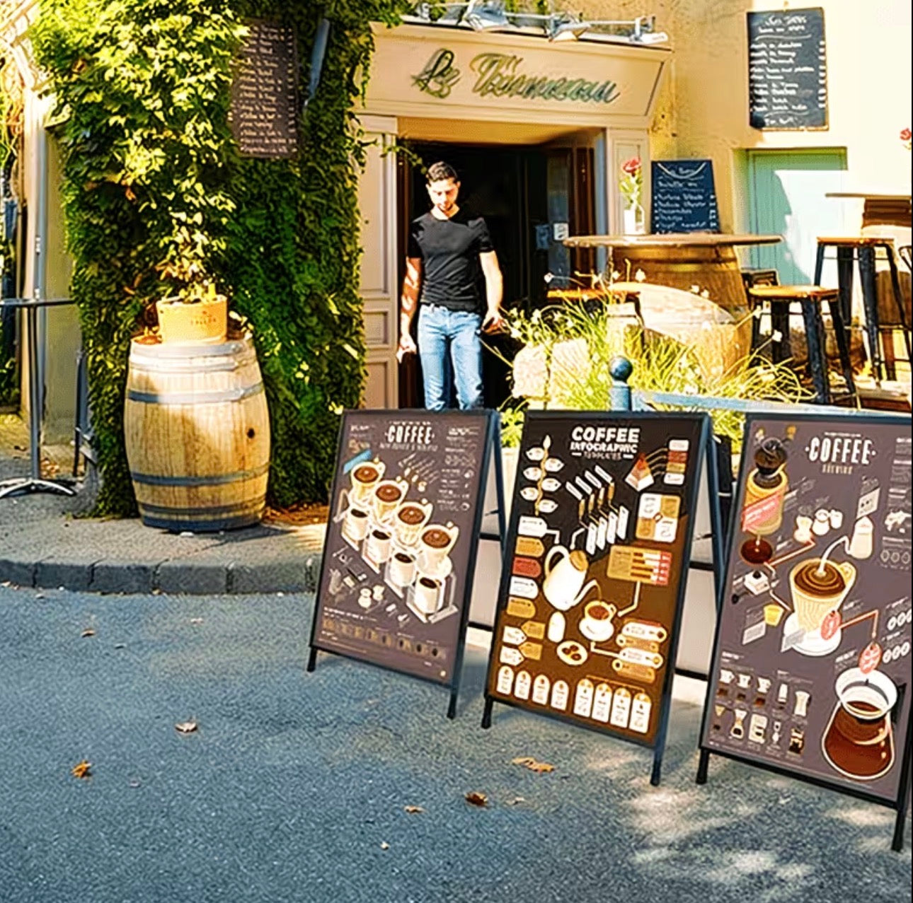 Double-Sided A-Frame Sidewalk Sign – 24” x 36” Portable Advertising Display