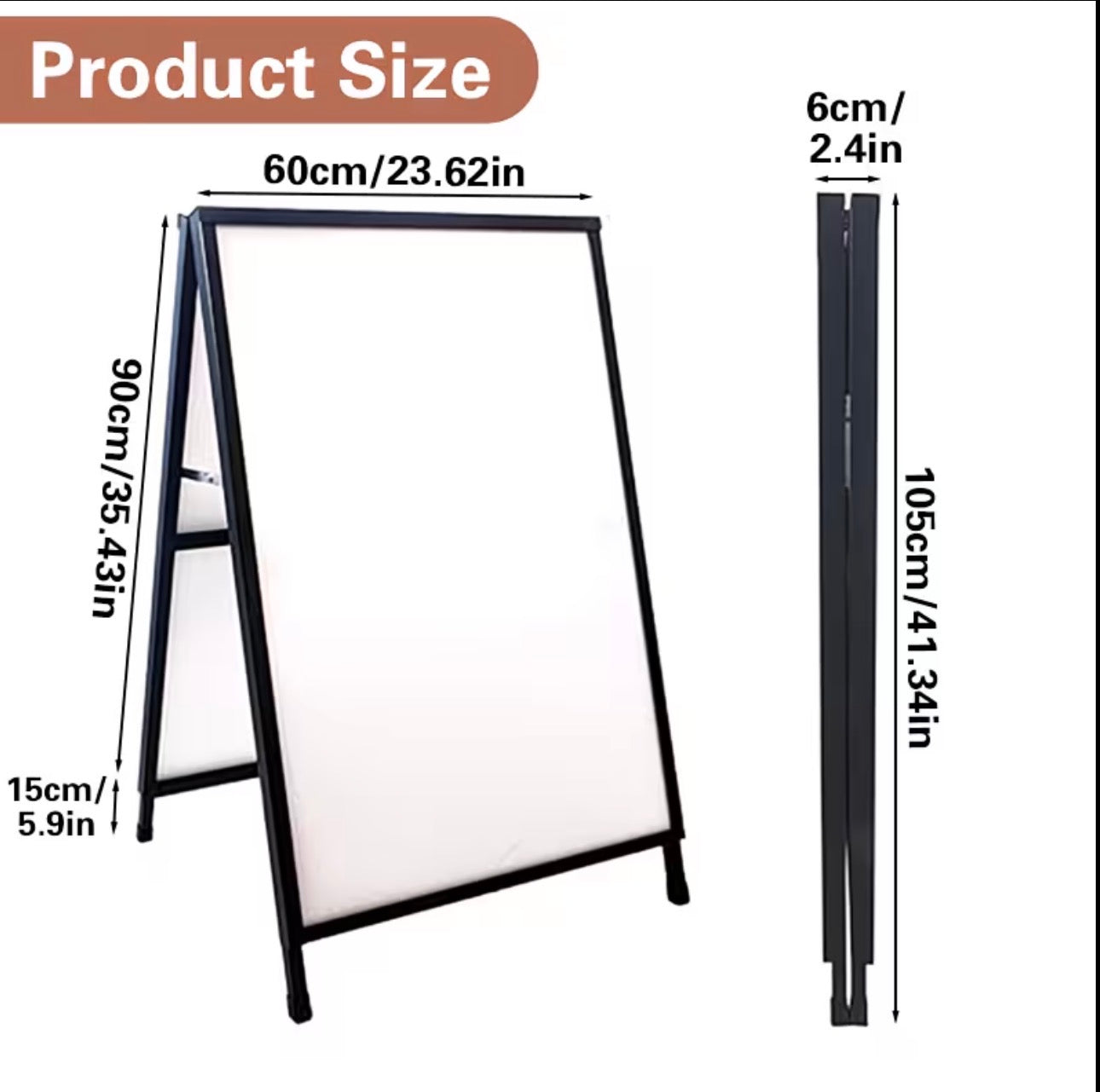 Double-Sided A-Frame Sidewalk Sign – 24” x 36” Portable Advertising Display